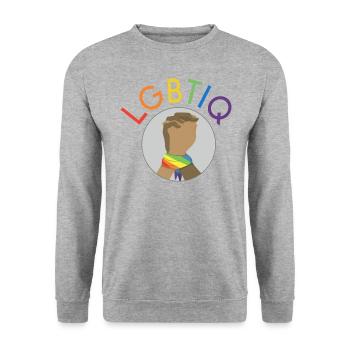 LGBTIQ Gay Pride Stay together Pray Love - Unisex Pullover - Weißgrau meliert - Vorne - Alina (178cm) & Michal (187cm)