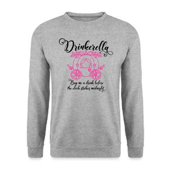 Drinkerella | Party Sprüche Junggesellin feiern - Unisex Pullover - Weißgrau meliert - Vorne - Alina (178cm) & Michal (187cm)