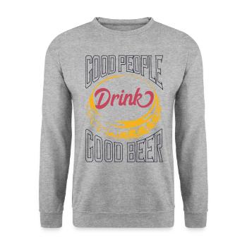 Beer - Unisex Sweatshirt - salt & pepper - Front - Alina (178cm) & Michal (187cm)