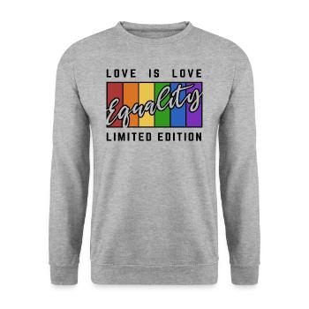 Equality Limited Edition LGBTQI Gay Pride - Unisex Pullover - Weißgrau meliert - Vorne - Alina (178cm) & Michal (187cm)
