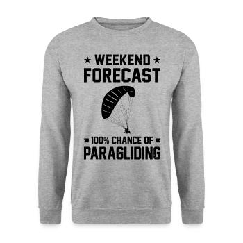 Weekend Forecast 100% Chance Of Paragliding Parach - Unisex Pullover - Weißgrau meliert - Vorne - Alina (178cm) & Michal (187cm)