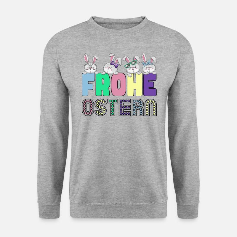 Frohe Ostern Osterhasen Freunde - Unisex Pullover - Weißgrau meliert