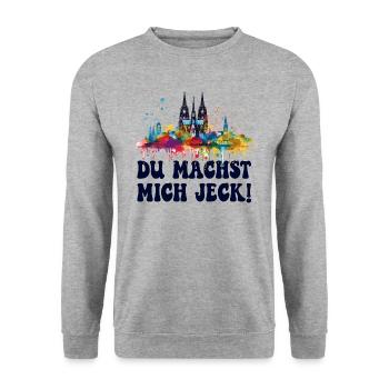 Köln Kölle Karneval Gebützt Kölle Alaaf Jeck Party - Unisex Pullover - Weißgrau meliert - Vorne - Alina (178cm) & Michal (187cm)