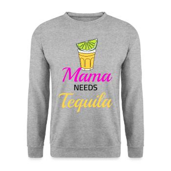 Mama needs Tequila - Unisex Pullover - Weißgrau meliert - Vorne - Alina (178cm) & Michal (187cm)