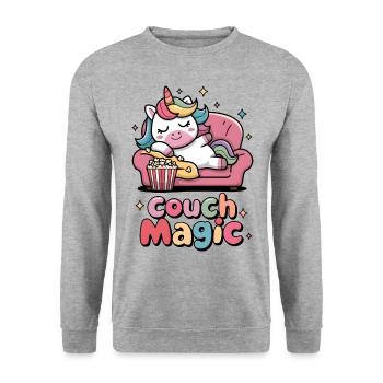 Couch-Magie - Unisex Pullover - Weißgrau meliert - Vorne - Alina (178cm) & Michal (187cm)