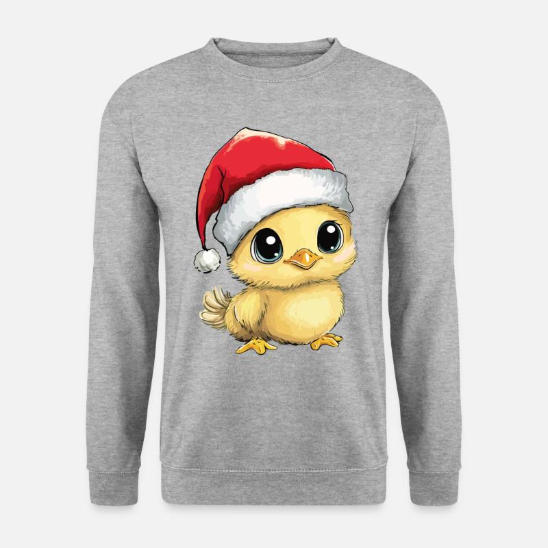Huhn Weihnachten Süß Niedlich Xmas Weihnachtlich - Unisex Pullover - Weißgrau meliert