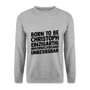 Vorname Chris Christoph - Unisex Pullover - Weißgrau meliert - Vorne - Alina (178cm) & Michal (187cm)