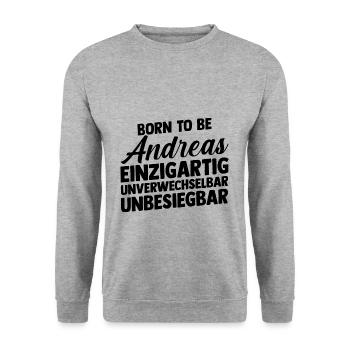 First name Andreas - Unisex Sweatshirt - salt & pepper - Front - Alina (178cm) & Michal (187cm)