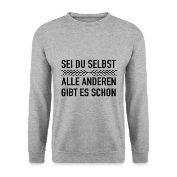 Dieses Sei Du Selbst Motivation Sprüche - Unisex Pullover - Weißgrau meliert - Vorne - Alina (178cm) & Michal (187cm)