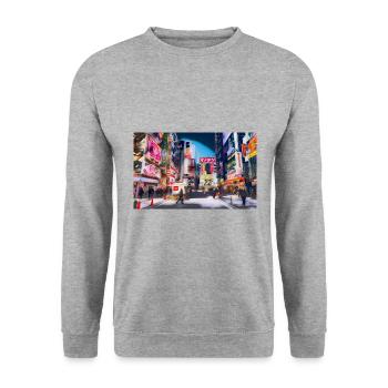 Akihabara, Tokio, Japan - Unisex Pullover - Weißgrau meliert - Vorne - Alina (178cm) & Michal (187cm)