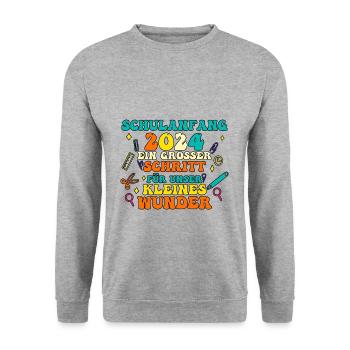 Parents Schoolchild Primary School First Grade School Enrollment - Unisex Sweatshirt - salt & pepper - Front - Alina (178cm) & Michal (187cm)