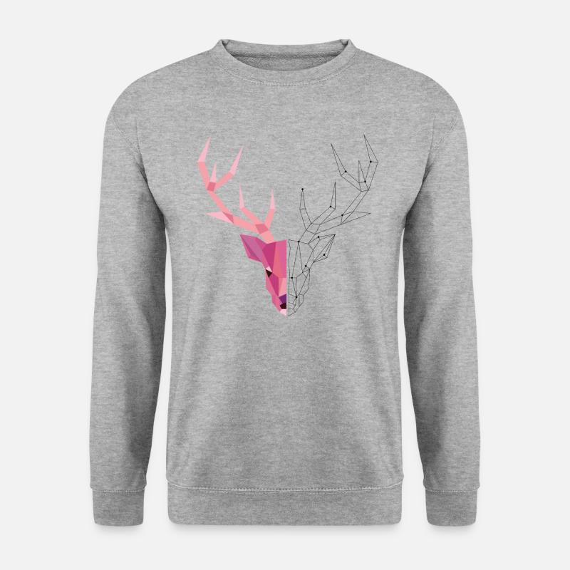 Geometrischer Hirsch - Unisex Pullover - Weißgrau meliert