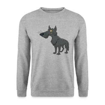 Lustiger Niedlicher Cooler Wolf - Unisex Pullover - Weißgrau meliert - Vorne - Alina (178cm) & Michal (187cm)