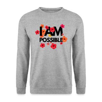 I AM POSSIBLE - Unisex Pullover - Weißgrau meliert - Vorne - Alina (178cm) & Michal (187cm)