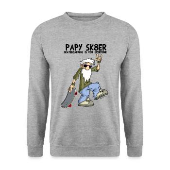 Opa SK8er - Unisex Pullover - Weißgrau meliert - Vorne - Alina (178cm) & Michal (187cm)