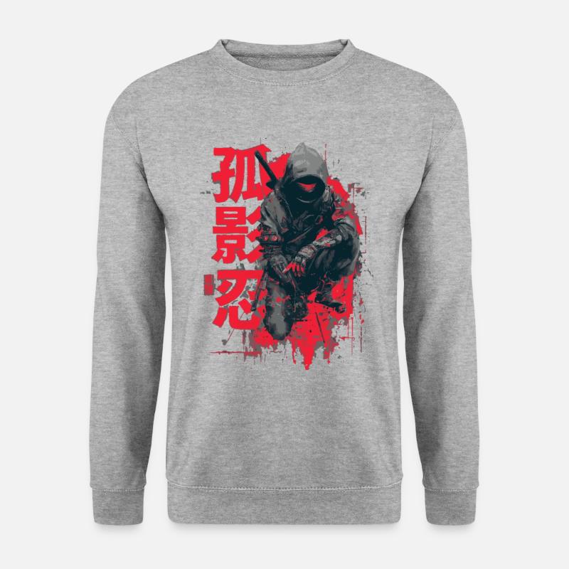 Einsamer Schatten Ninja Manga Stil - Unisex Pullover - Weißgrau meliert