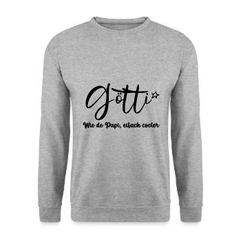 Götti wie de Papi eifach cooler Onkel Schweiz - Unisex Pullover - Weißgrau meliert - Vorne - Alina (178cm) & Michal (187cm)