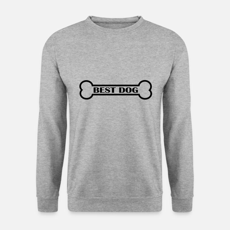 Bester Hund / Best Dog mit einem Knochen - Unisex Pullover - Weißgrau meliert