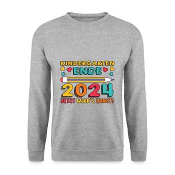 1 Grade School Child Back to School Kindergarten Kita E - Unisex Sweatshirt - salt & pepper - Front - Alina (178cm) & Michal (187cm)