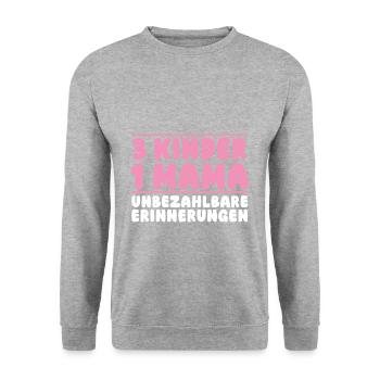 Mama Von 3 Kindern - Unisex Pullover - Weißgrau meliert - Vorne - Alina (178cm) & Michal (187cm)