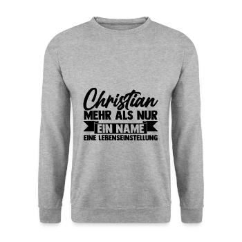 Prénom Chris Christian - Sweat-shirt Unisexe - gris chiné - Devant - Alina (178cm) & Michal (187cm)