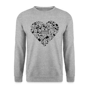 J'aime le football | Stade de sports de balle - Sweat-shirt Unisexe - gris chiné - Devant - Alina (178cm) & Michal (187cm)