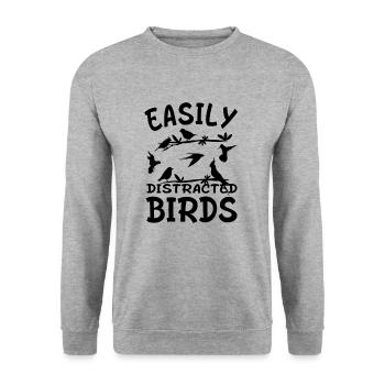 Easily Distracted Birds for Bird Owner & Keeper - Unisex Sweatshirt - salt & pepper - Front - Alina (178cm) & Michal (187cm)