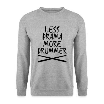 Moins de drame Plus de baguettes de batteur - Funny Drummer - Sweat-shirt Unisexe - gris chiné - Devant - Alina (178cm) & Michal (187cm)