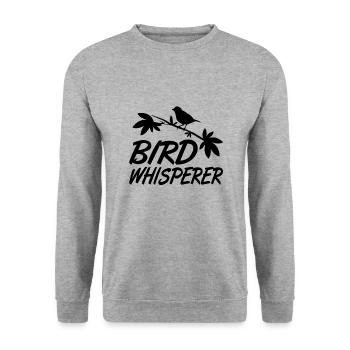 Vogelflüsterer - Vogelbeobachtung Vogelbeobachter - Unisex Pullover - Weißgrau meliert - Vorne - Alina (178cm) & Michal (187cm)