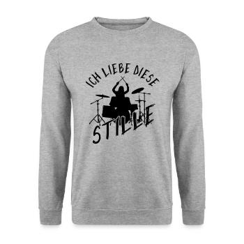 Drummer Ich Liebe Diese Stille Schlagzeug Set - Unisex Pullover - Weißgrau meliert - Vorne - Alina (178cm) & Michal (187cm)