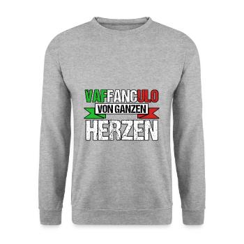 Italien Italiener Vaffanculo - Unisex Pullover - Weißgrau meliert - Vorne - Alina (178cm) & Michal (187cm)