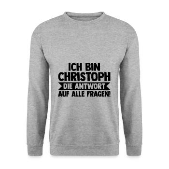 Prénom Chris Christoph - Sweat-shirt Unisexe - gris chiné - Devant - Alina (178cm) & Michal (187cm)