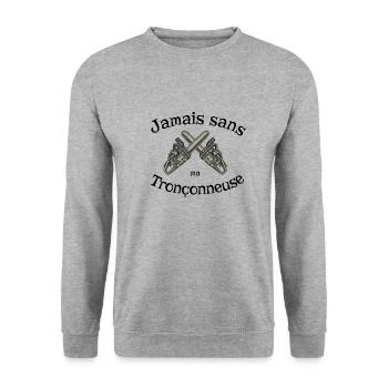 Never without my chainsaw - Unisex Sweatshirt - salt & pepper - Front - Alina (178cm) & Michal (187cm)