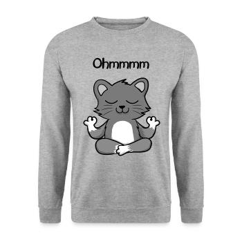 Ohmmm Une Méditation Chaton Chat Mignon Yoga - Sweat-shirt Unisexe - gris chiné - Devant - Alina (178cm) & Michal (187cm)