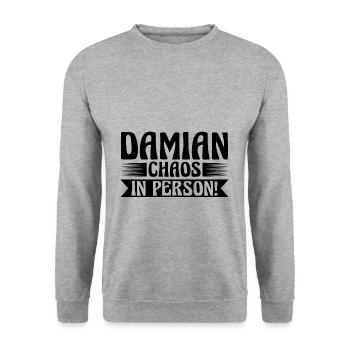 First name Damian - Unisex Sweatshirt - salt & pepper - Front - Alina (178cm) & Michal (187cm)