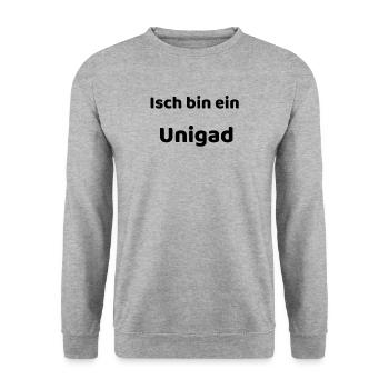 Unikat auf Sächsisch - Unisex Pullover - Weißgrau meliert - Vorne - Alina (178cm) & Michal (187cm)