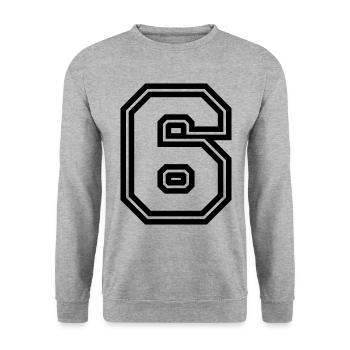 6 Symbole numérique - Sweat-shirt Unisexe - gris chiné - Devant - Alina (178cm) & Michal (187cm)