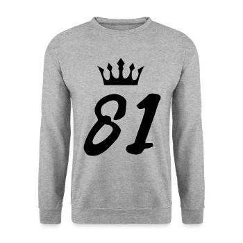 81 Number crown - Unisex Sweatshirt - salt & pepper - Front - Alina (178cm) & Michal (187cm)