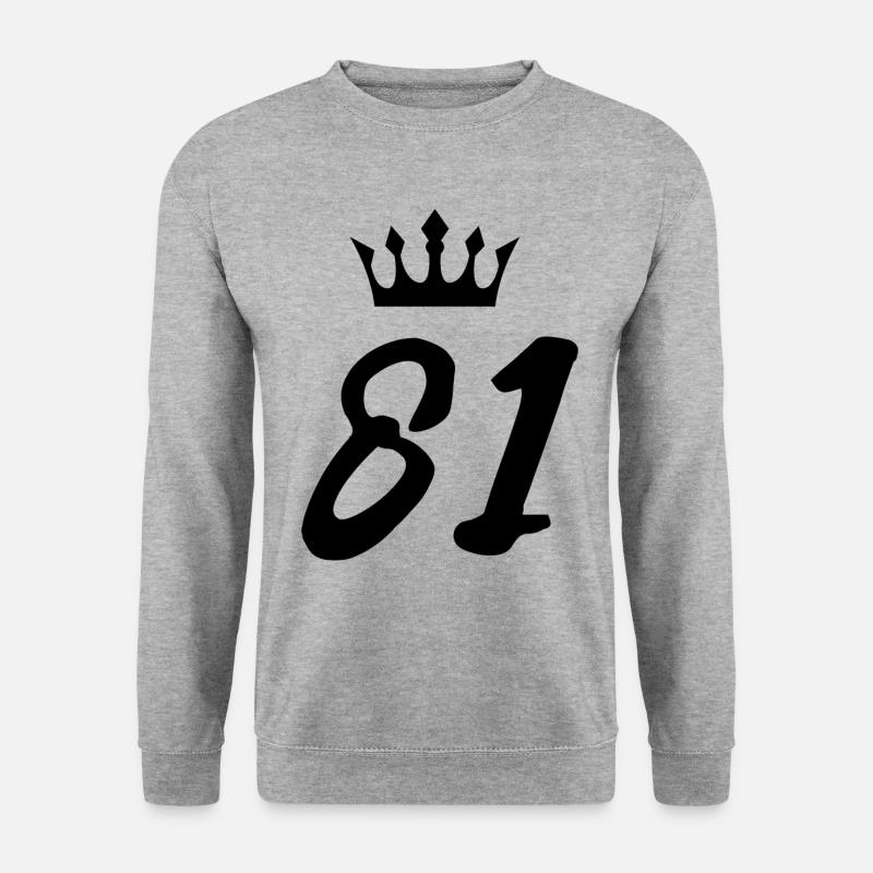 81 Zahl Krone - Unisex Pullover - Weißgrau meliert