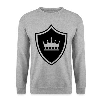 Krone Wappen - Unisex Pullover - Weißgrau meliert - Vorne - Alina (178cm) & Michal (187cm)