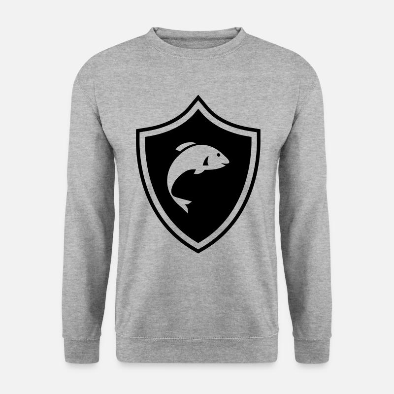 Fisch Wappen - Unisex Pullover - Weißgrau meliert