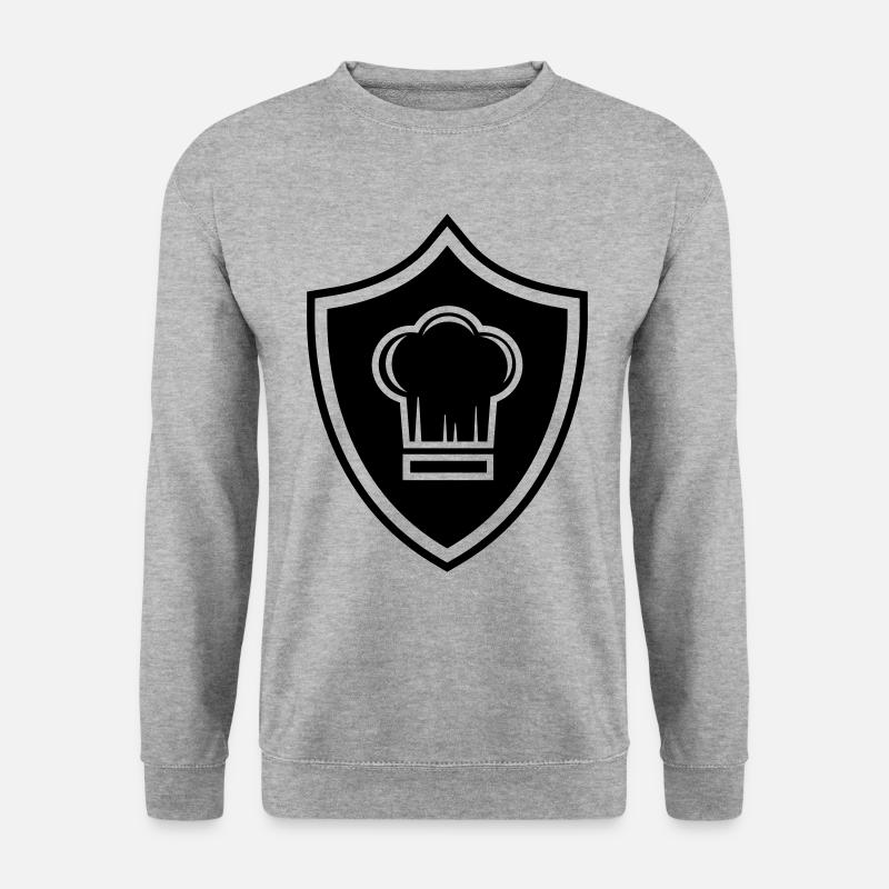 Kochmütze Wappen Koch - Unisex Pullover - Weißgrau meliert