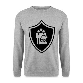 Couple Armoiries de mariage Couple - Sweat-shirt Unisexe - gris chiné - Devant - Alina (178cm) & Michal (187cm)