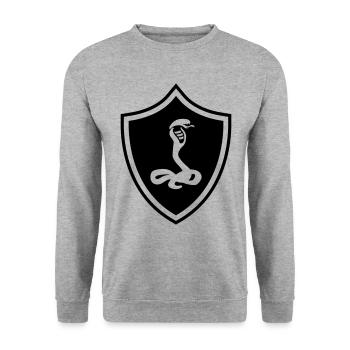 Schlange Wappen Kobra - Unisex Pullover - Weißgrau meliert - Vorne - Alina (178cm) & Michal (187cm)