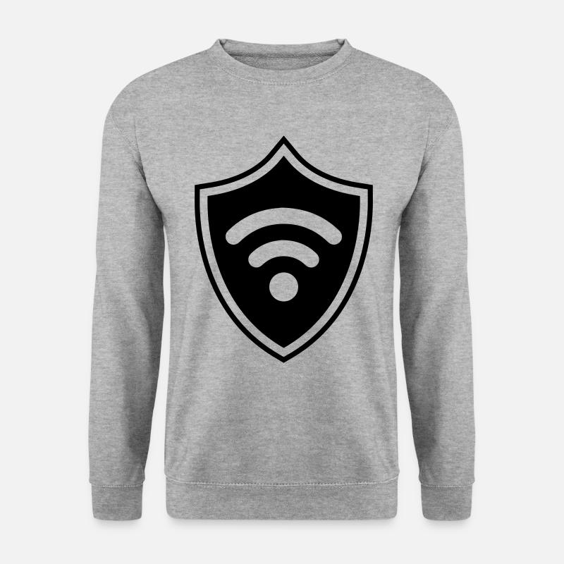 Wlan Internet Wappen - Unisex Pullover - Weißgrau meliert