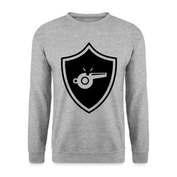 Trillerpfeife Pfeife Wappen - Unisex Pullover - Weißgrau meliert - Vorne - Alina (178cm) & Michal (187cm)