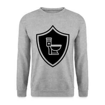 WC Toilet Coat of Arms - Unisex Sweatshirt - salt & pepper - Front - Alina (178cm) & Michal (187cm)