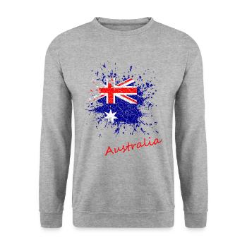 Australien Splash Kleks Retro Look Australia - Unisex Pullover - Weißgrau meliert - Vorne - Alina (178cm) & Michal (187cm)