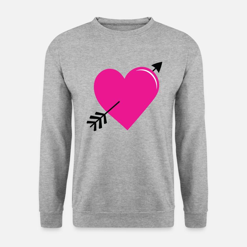 Liebesherz mit Pfeil - Unisex Pullover - Weißgrau meliert