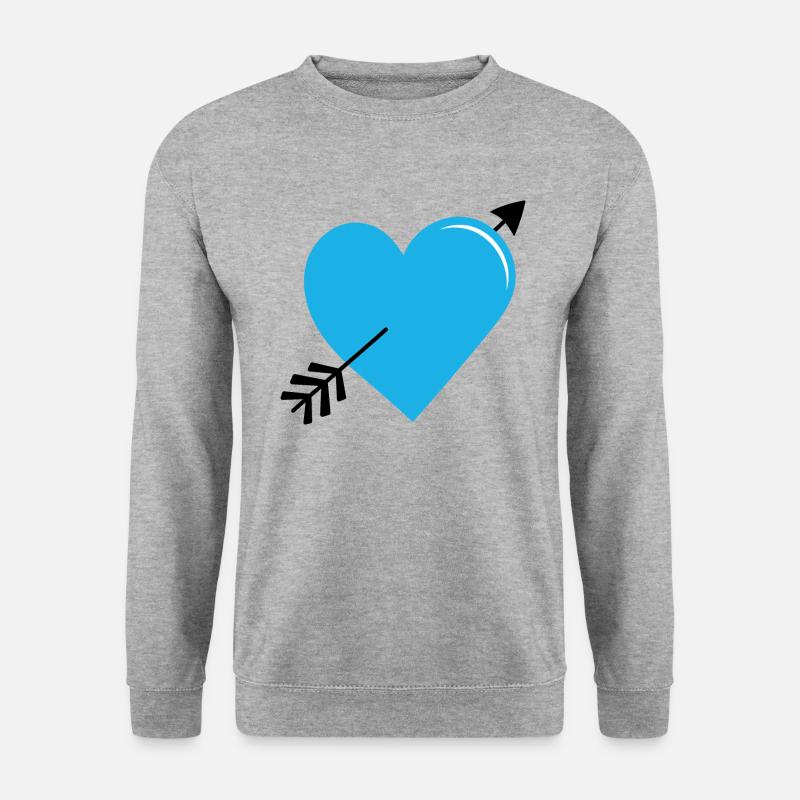 Pfeilherz Blau - Unisex Pullover - Weißgrau meliert